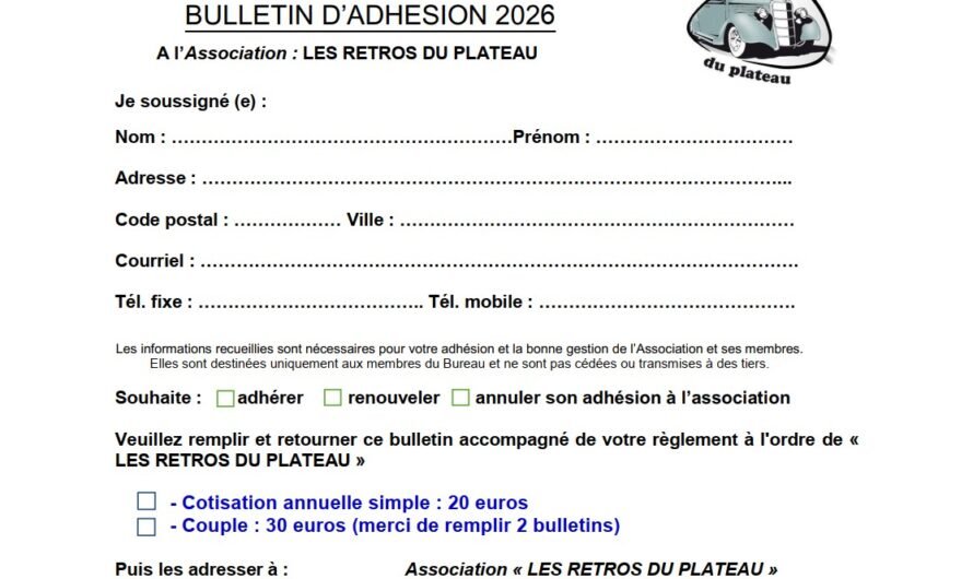 BULLETIN ADHÉSION 2026